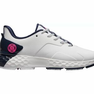 G/FORE White and Black Golf Shoes with Pink Emblem